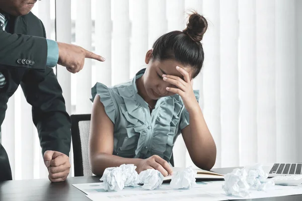 Young Businesswomen Acted Tired Stress Anxiety Frustrated Business Crisis Paperwork — Stock Photo, Image
