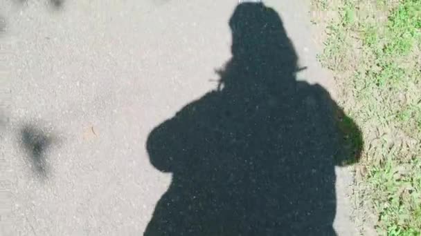 Spacerując Ścieżce Stąpając Moim Cieniu Bardzo Jasny Słoneczny Dzień Moim — Wideo stockowe