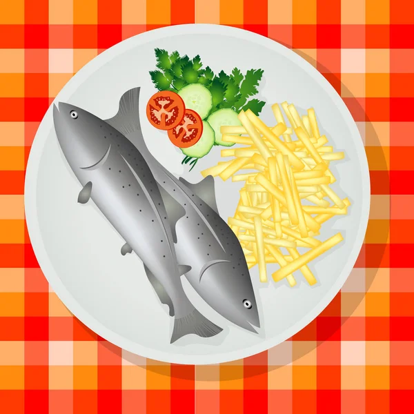 Traditional fish and chips — Stock Vector