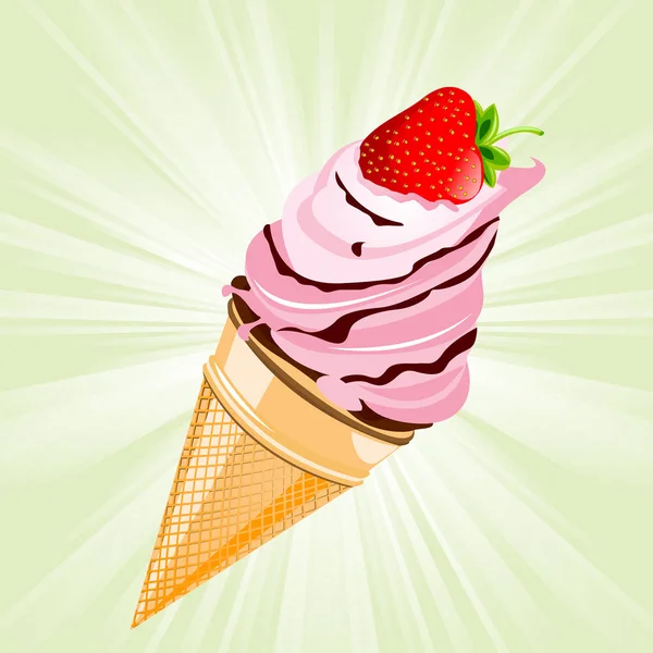 딸기와 아이스크림 — 스톡 벡터