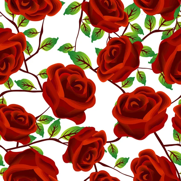 Roses sur blanc, motif — Image vectorielle