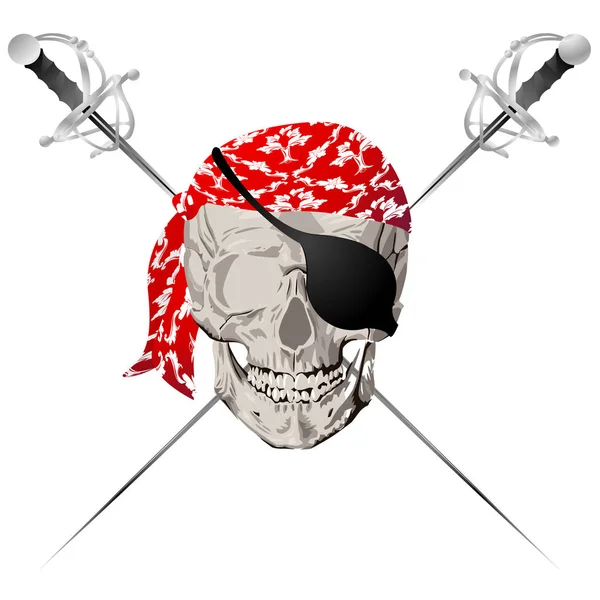 Cráneo de pirata — Vector de stock