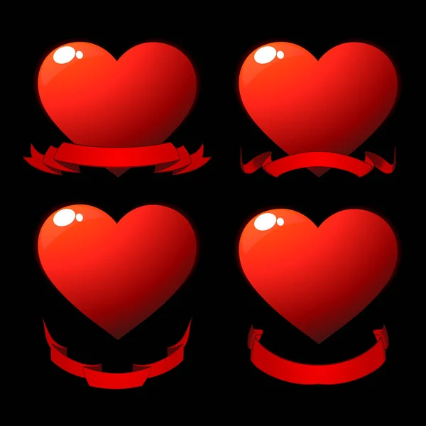 Red shiny hearts — Stock Vector