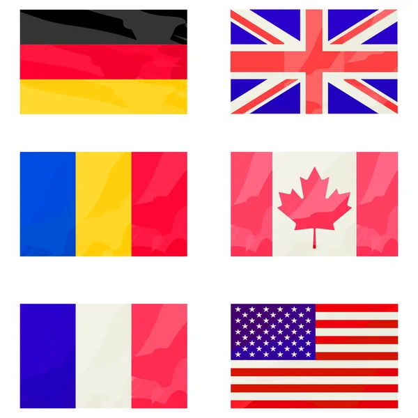 Collection de drapeaux stylisés — Image vectorielle