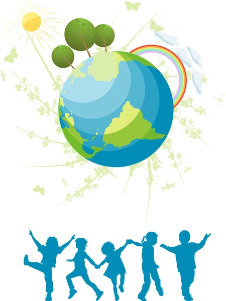 Kids and planet — Stock Vector