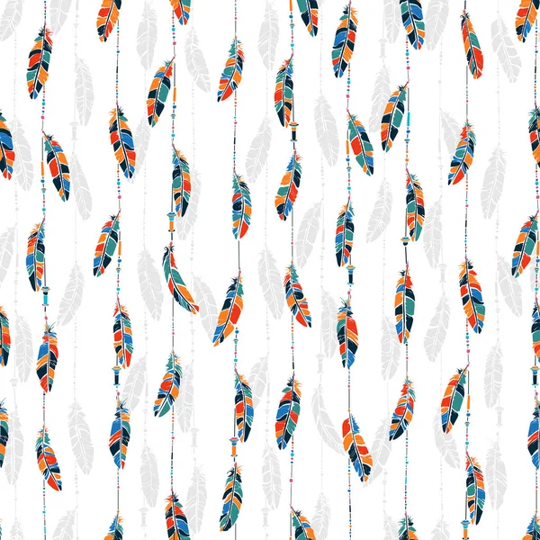 Pärlor och fjädrar sömlösa mönster — Stock vektor