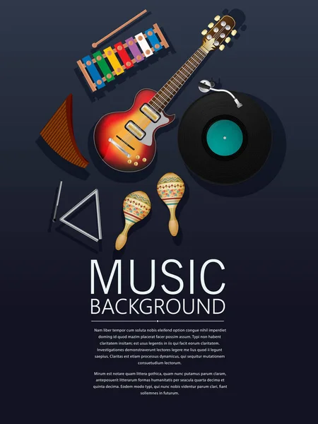 Musikinstrumente Hintergrundposter Vektorillustration — Stockvektor