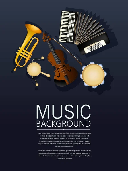 Musikinstrumente Hintergrundposter Vektorillustration — Stockvektor