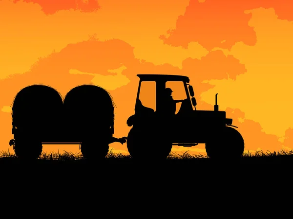 Silhouette de tracteur — Image vectorielle