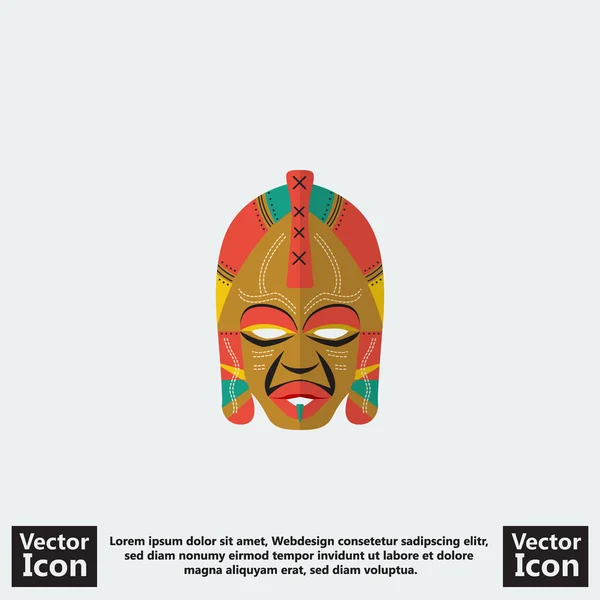 Иконка Плоском Стиле Символом Племенной Маски — стоковый вектор
