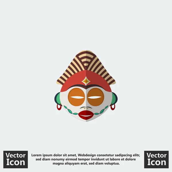 Icono Estilo Plano Con Símbolo Máscara Tribal — Vector de stock