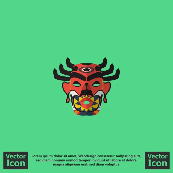 Icono Estilo Plano Con Símbolo Máscara Tribal — Vector de stock