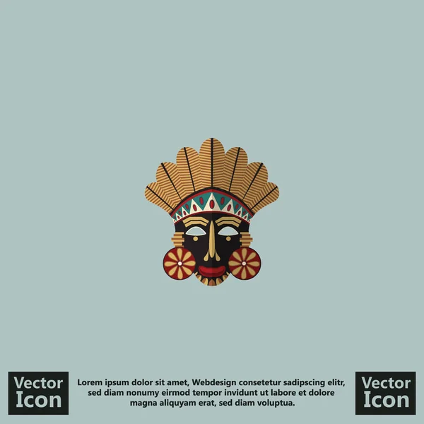 Icône Style Plat Avec Symbole Masque Tribal — Image vectorielle
