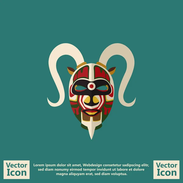 Máscara tribal de estilo plano — Vector de stock