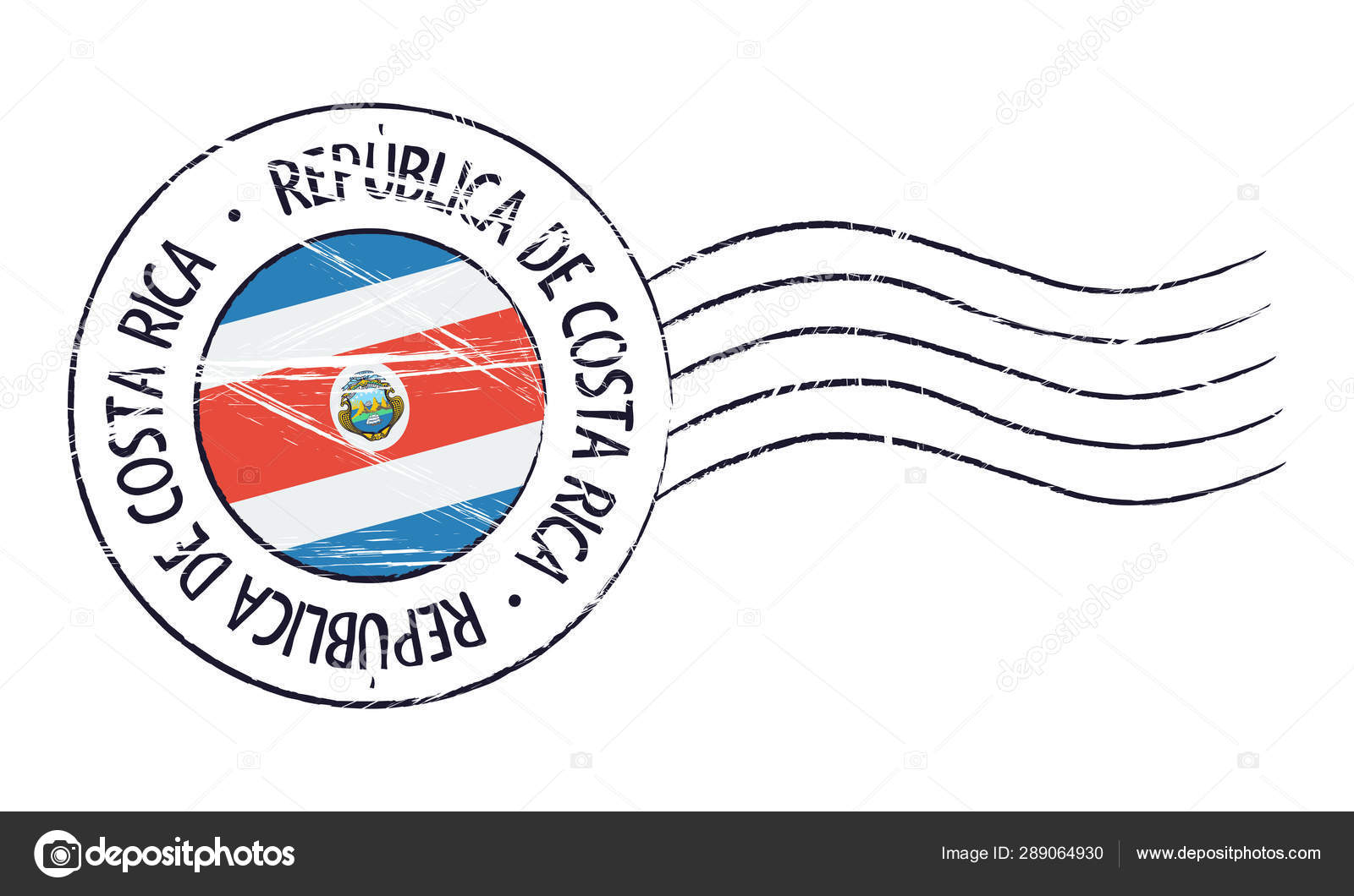 Costa Rica grunge postal stamp — Stock Vector © rceeh #289064930