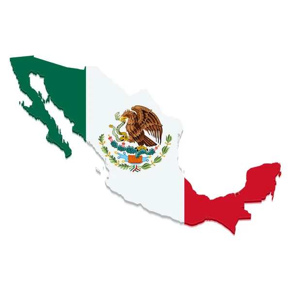 Mapa Mexika s vlajkou na bílém — Stockový vektor