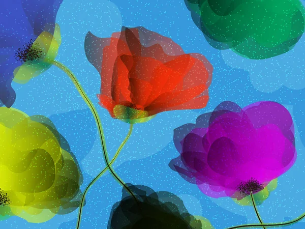 彩色罂粟背景 — 图库矢量图片