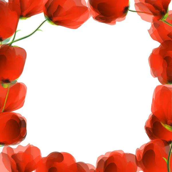 红罂粟帧 — 图库矢量图片