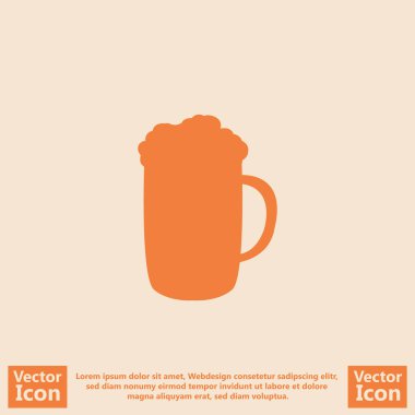 Düz stil bira kupa simgesi