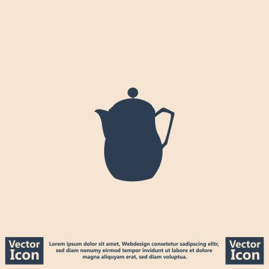 Düz stil klasik çaydanlık simgesi