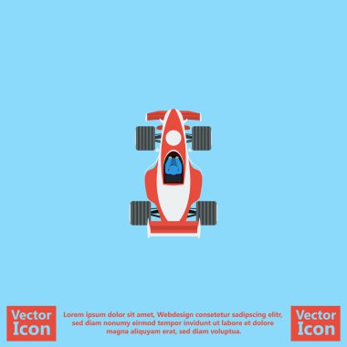 Düz stil yarış arabası simgesi