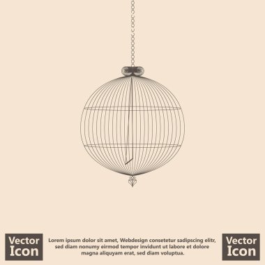 Düz tarzı vintage kuş kafesi simgesi