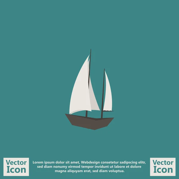 Estilo plano velero icono del barco — Vector de stock