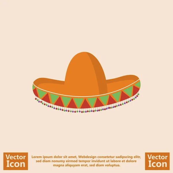 Sík stílusú Sombrero ikon — Stock Vector
