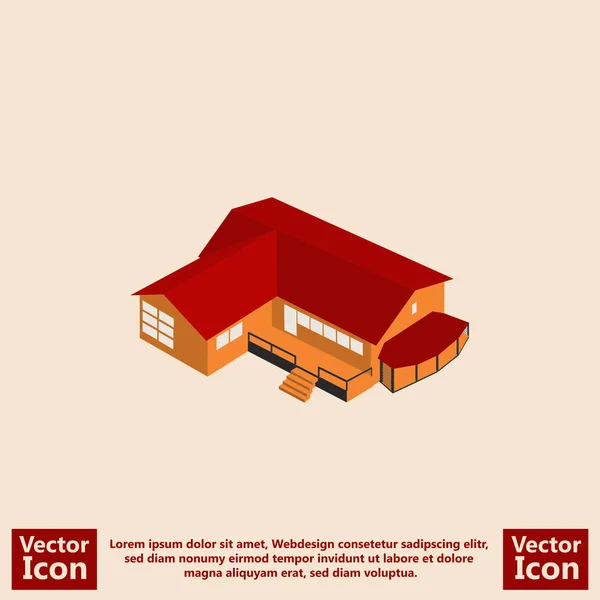 Flat style wood house icon — Stock Vector