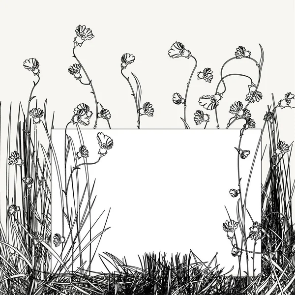 Weiße Karte florale Skizze — Stockvektor