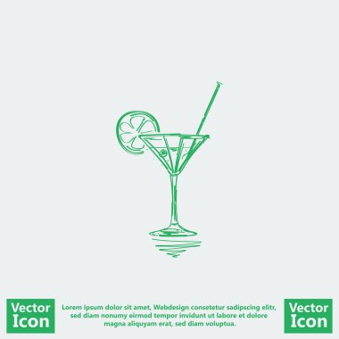 Düz stil kokteyl çizim simgesi