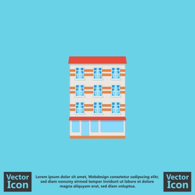 Düz stil otel simgesi