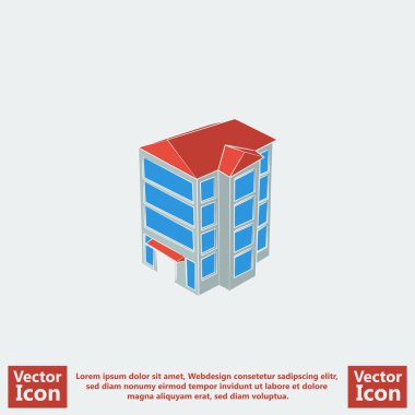 Düz stil ofis binası simgesi
