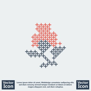 Düz stil gül örme simgesi