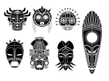 Tribal mask set 2 clipart