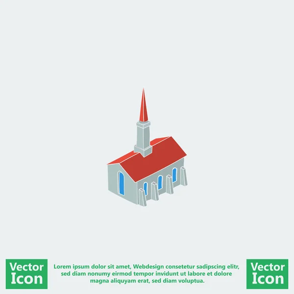 Icono de iglesia de estilo plano — Vector de stock