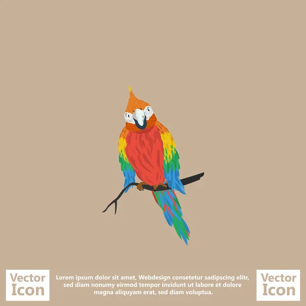 Ícone de papagaio de estilo plano — Vetor de Stock
