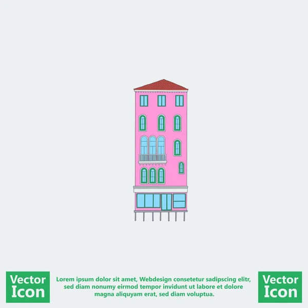 Estilo plano alto icono de la casa — Vector de stock