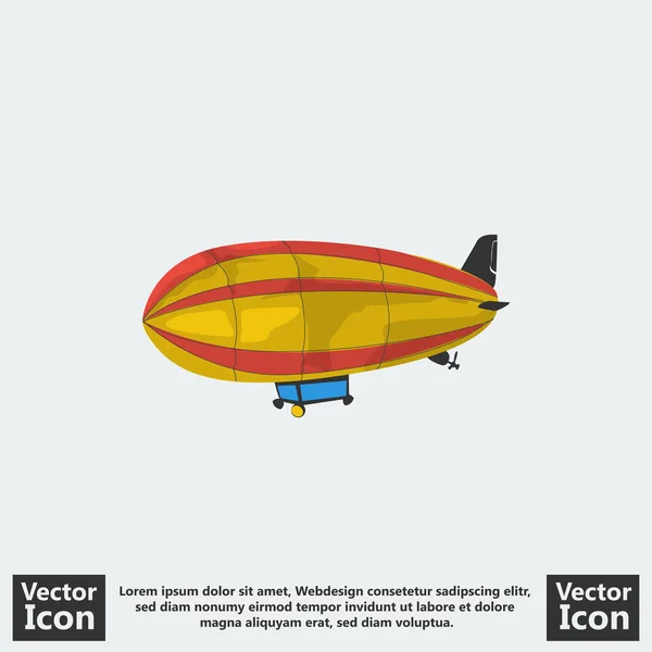 Estilo plano icono de zeppelin — Vector de stock