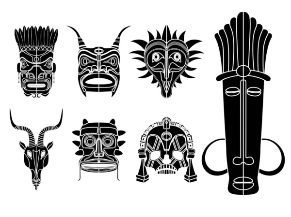 Set di maschere tribali — Vettoriale Stock