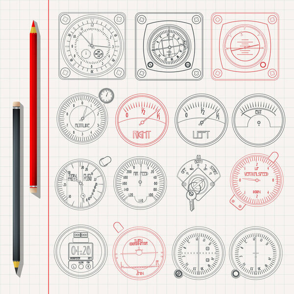 Набросок карандаша на приборной панели
