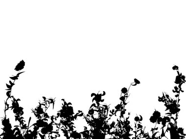 Çiçekler, yapraklar ve çimenler