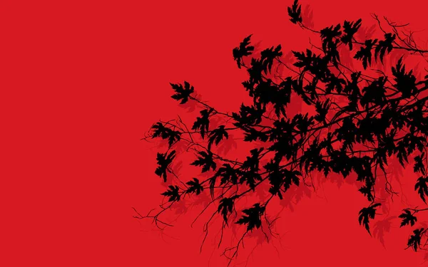 Rami d'albero su rosso — Vettoriale Stock