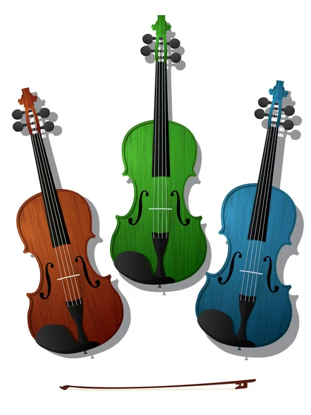 Violines de colores — Vector de stock