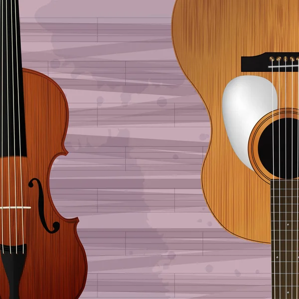 Icono de guitarra y violín — Vector de stock