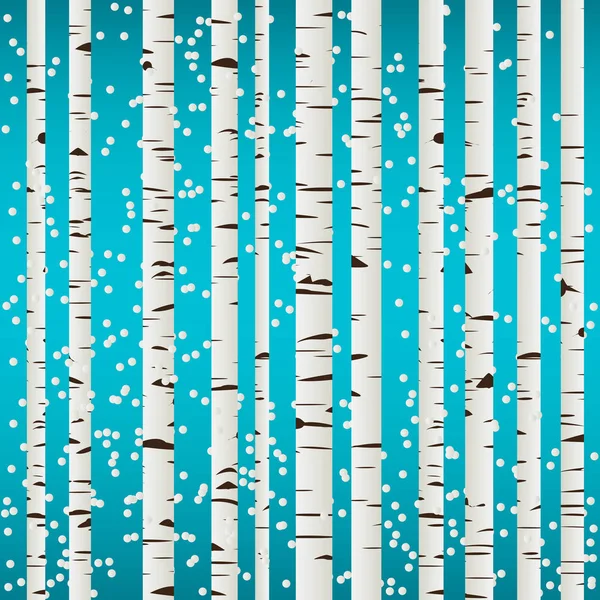 Forêt de bouleaux et patron de neige — Image vectorielle