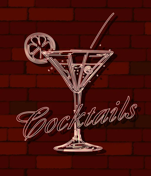 Cocktails néon signe — Image vectorielle