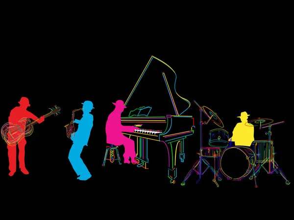 Banda de jazz estilizada — Vector de stock