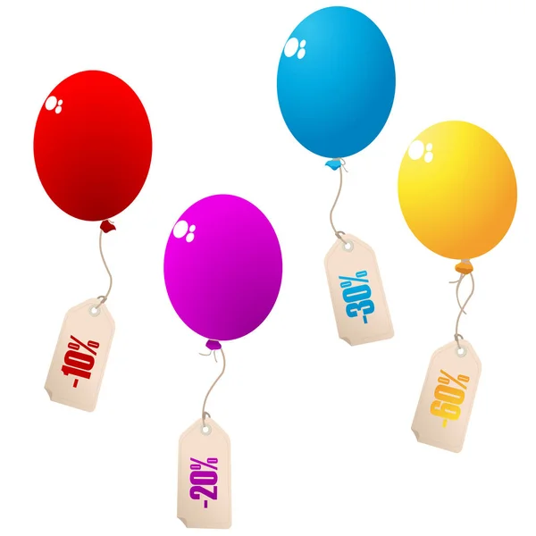 Zniżki balony z metki — Wektor stockowy