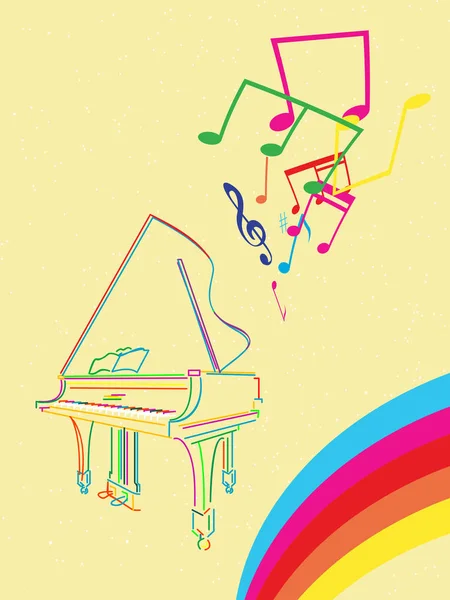 Piano à queue avec notes musicales — Image vectorielle